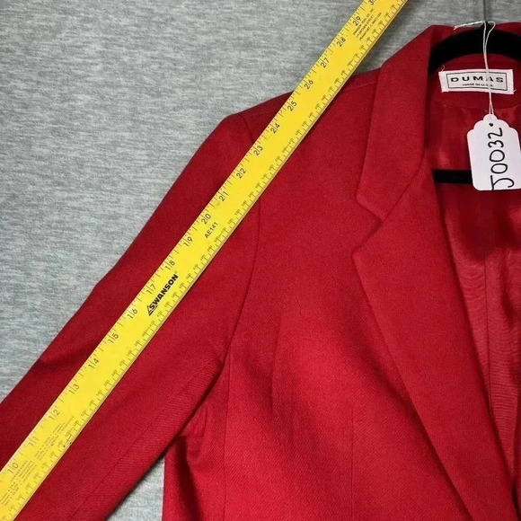 DUMAS Womens Sz XL 100% Pure Wool Blazer Lined Holiday Red Career Wear Old Money - Picture 11 of 16